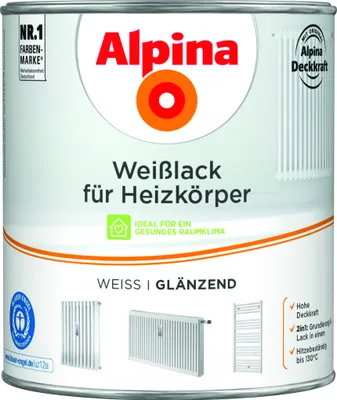 Produktbild von Alpina Weißlack für Heizkörper 2 Liter glänzend