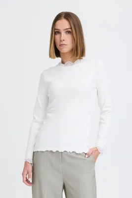 Produktbild von Oxmo OXNSuna Damen Longsleeve Langarmshirt Shirt Baumwollmischung Slim Fit