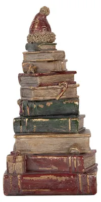 Productafbeelding van Clayre & Eef decoratief beeld, boeken, 13x10x26 cm, rood, kunststof