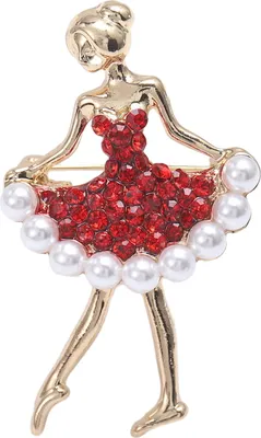 Produktbild von Elegante Brosche in Tanzmädchenform, glänzende Strasssteine, eingelegte Kunstperlen, Anstecknadel, Anzug, Revers, Abzeichen, Schmuck, Geschenk, Mantelzubehör