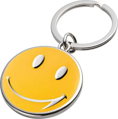 Produktbild von Schlüsselanhänger "Smile" / aus Metall mit lächelnden Gesicht
