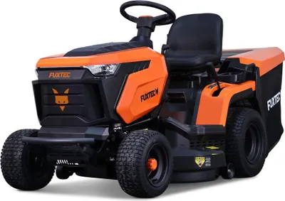 Immagine prodotto di FUXTEC RTM92A Trattorino tagliaerba 452cc  motore monocilindrico 4T a benzina  larghezza taglio 92 cm  cambio manuale a 5 marce  scarico posteriore con cesto 250 L  comfort e potenza per grandi giardini