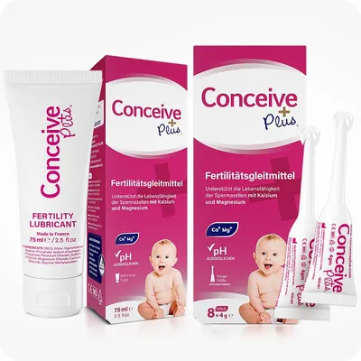 Produktbild von Conceive Plus Kinderwunsch-Gleitgel Pack, 75 ml Tube + 8x 4g Applikatoren, spermienfreundliches Gleitgel für Paare mit Kinderwunsch