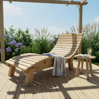 Produktbild von Gartenliege Relaxliege "Liege-Franzi" (Zirbe) Breite 80cm Einstiegshöhe 40cm mit Füßen