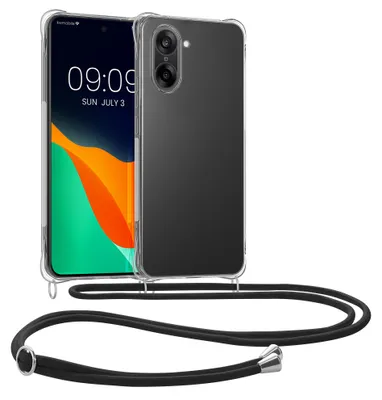Produktbild von kwmobile Necklace Case kompatibel mit OnePlus Nord CE5 Hülle - Silikon Cover mit Handykette - Band Handyhülle Schwarz Transparent
