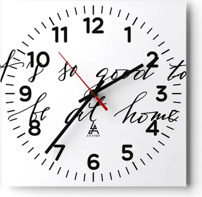 Produktbild von Wanduhr - Quadrat - Glasuhr - Motto Glück Haus - 30x30cm - Schleichendes Uhrwerk - Lautlos - zum Aufhängen bereit - Dekoration Modern - Wanddekoration aus Glas - C4AC30x30-4386