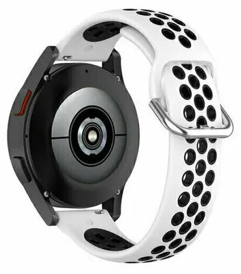 Produktbild von By Qubix Silikon Sportarmband mit Schnalle - Weiß + Schwarz - passend für Huawei Watch 5 - 46 mm