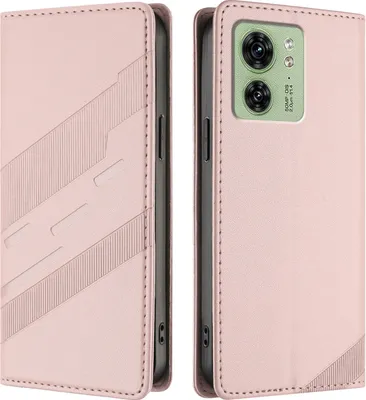 Produktbild von Hülle für Motorola Edge 40, Kunstleder Brieftaschen Handyhülle mit Kartenfach und Standfunktion Pink
