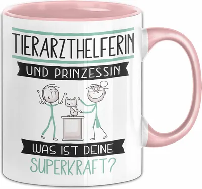 Produktbild von Tierarzthelferin Und Prinzessin Tasse Geschenk Für Eine Tierarzthelferin Geburtstag Was Ist Deine Superkraft (Rosa)