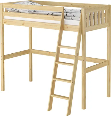 Produktbild von Hochbett Kieferholzbett Stockbett 90x200 aus Kiefer mit wählbarem Zubehör V-60.23-09ohne Zubehör
