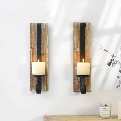 Productafbeelding van Famanu set van 2 metalen kaarshouders - zwart, 8 x 40 cm