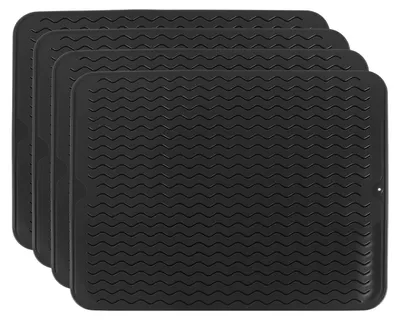 Zdjęcie produktu dla Silikonowe podkładki pod garnki - zestaw 4 sztuk - 40x30 cm - antypoślizgowe - odporne na wysokie temperatury - czarne