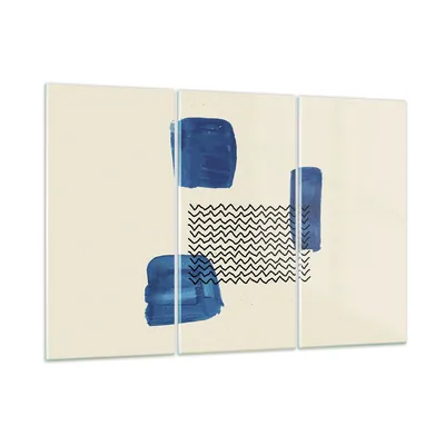 Produktbild von Bilder auf glas - 3 Teile - Abstraktion Flecken Zickzack - 105x70cm - Glasbilder - Wandbilder - Bilder - Wanddekoration aus Glas - Glas Bilder - Wandbild auf Glas - GCE105x70-4515