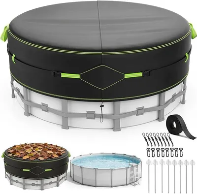 Produktbild von Poolabdeckung Runde ? 548, Pool Abdeckplane Passgenau Für ?500-540cm Pools, mit Kordelzug & Erdankern, Schwimmbadabdeckplane mit UV-Schutz,Wetterfeste,Staubdicht,Für Oberirdische Pools und Trampoline