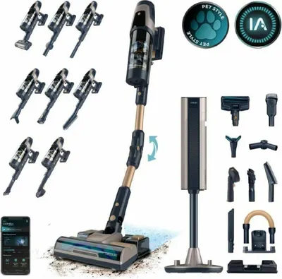 Immagine prodotto di Robot aspirapolvere con base autosvuotante. 300 AW e 850 W. Tubo flessibile. Intelligenza artificiale e contatore di particelle. APP. Spazzola per animali e accessorio per lavaggio con serbatoio dell'acqua.