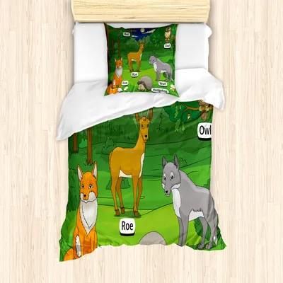 Produktbild von ABAKUHAUS Lehrreich Mantele, Cartoon Animals, Milbensicher Allergiker geeignet mit Kissenbezügen, 135 cm x 200 cm - 80 x 80 cm, Mehrfarbig