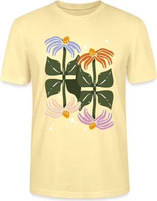 Produktbild von Spreadshirt Bunte Retro Blumen Illustration Im Boho Stil Uni Bio T-Shirt, M, Creme