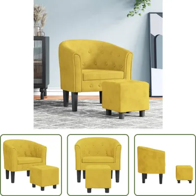 Image de The Living Store Fauteuil club avec repose-pieds Jaune velours