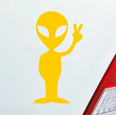 Produktbild von Auto Aufkleber Alien Außerirdischer All Comic Motorrad 12x7 cm Gelb Sticker Heckscheibenaufkleber