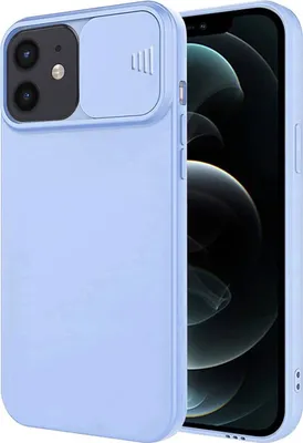 Produktbild von cofi1453® 360 Grad Schutz CamShield Silikon Cover Case Slim Handyhülle Schutzhülle mit Kameraschutz Kameraabdeckung kompatibel mit iPhone 12 Hellblau