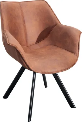 Produktbild von Design Stuhl THE DUTCH RETRO antik braun Metall Esszimmer Sessel Polsterstuhl Bürosessel mit Armlehne