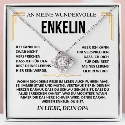 Produktbild von An meine wunderbare Enkelin - Halskette und Anhänger plattiert mit 14 Karat Weißgold mit Zirkonia-Kristallen für Damen - ANNIE