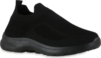 Produktbild von VAN HILL Herren Slip Ons Sportschuhe Sportliche Strick Profil-Sohle Schuhe 841741, Farbe: Schwarz, Größe: 42