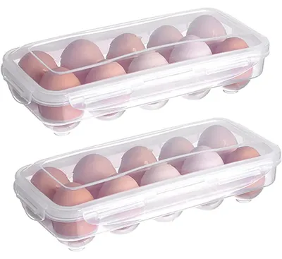 Eierbox für 10 Eier, 2 Stück, Kunststoff, transparent, stapelbar