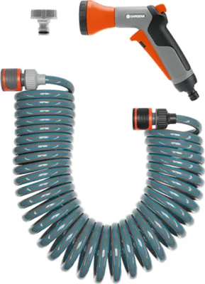 Produktbild von Gardena Spiralschlauch-Set 10m m.Impulsbrause +Systemte., 463699