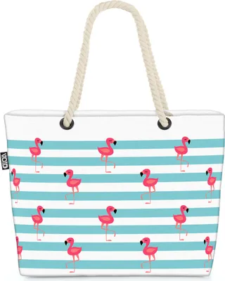 Produktbild von VOID Flamingo Strand weiss Strandtasche Shopper 58x38x16cm 23L XXL Einkaufstasche Tasche Reisetasche Beach Bag