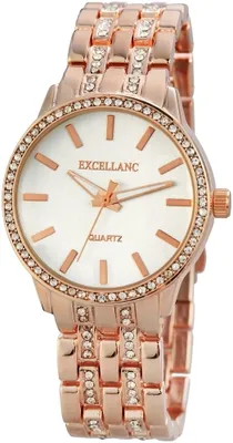 Produktbild von Damenuhr Armband Edelstahl rosegoldfarben Steinbesatz Analog Quartwerk