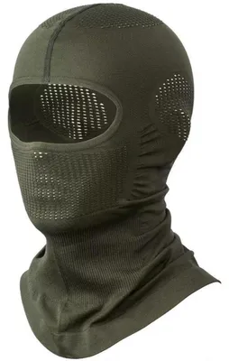 Obrázok produktu pre Štítok pod prilbu typu balaclava, olivovo zelený, priedušný, univerzálna veľkosť, 4 spôsoby nosenia
