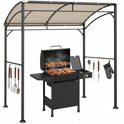 Produktbild von Outsunny Grillpavillon BBQ-Pavillon Grill Pavillon Gartenzelt Flammschutzdach