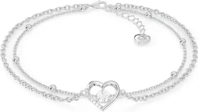 Produktbild von SERASAR | Fußkettchen aus Sterlingsilber [Heart] mit Silber White Gold | Farbe: Silber | Länge: 28cm