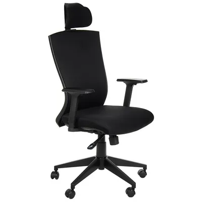 Zdjęcie produktu dla Ergonomiczne obrotowe krzesło biurowe HG-0004F, nylonowa podstawa, regulowane podłokietniki, zagłówek, czarny