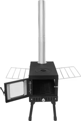 Image de Zeltofen ZA360 - Four de tente portable pour le camping - Acier au carbone et acier inoxydable 201 - Revêtement résistant à la chaleur - Inoxydable et stable - Pour le chauffage et la cuisson - Noir