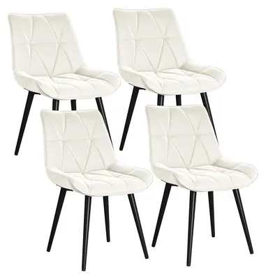Produktbild von Esszimmerstühle - 4er-Set - Kunstleder - Gepolstert - Metallbeine - Maximale Belastung 200 kg - Beige