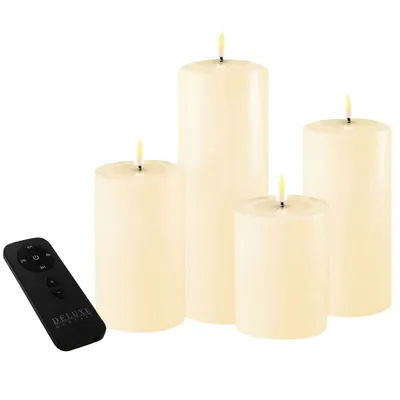 Produktbild von Deluxe HomeArt "Deluxe HomeArt LED  Stumpenkerzen 5er Set real Flame mit Wachs creme"