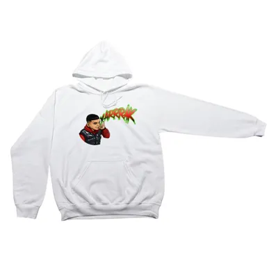 Produktbild von Pullover TikTokers Agaamuza YARRRAK Streetwear Weiß - Größe S  Hoodie Urban Fashion Comic-Print Uni Kapuzenpullover Streetstyle Kapuzen Hoodie