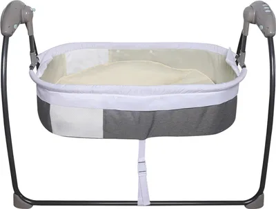 Produktbild von Babywippe & Babyschaukel - Elektrisch - Bluetooth-Musik, Fernbedienung, 3 Geschwindigkeiten, Timer, Moskitonetz, Bis 10 kg - Grau