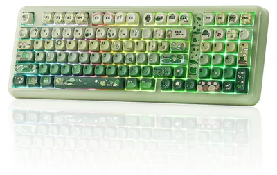 Image de Clavier mécanique de jeu 96% - Vert - 3 modes sans fil - RGB - Compatible Windows et Mac