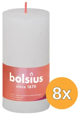 Productafbeelding van 8x Bolsius Rustiekkaars 100/50 Cloudy White (1 stuk)