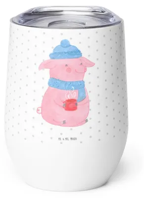 Produktbild von Mr. & Mrs. Panda glühweinbecher Schweinchen Glühwein - Weiß - Geschenk, tasse, Weihnachtsmarkt, Spruch, Thermo Becher, Weinbecher, thermosbecher, kaffee, Thermobecher