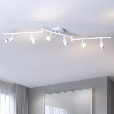 Produktbild von LVWIT LED Deckenstrahler Wohnzimmer Deckenleuchte 6 Flammig Weiß Deckenlampe Spot - GU10 Deckenspot Schwenkbar 350° - Drehbar Küchelampe Spot Strahler Decke Schlafzimmer (Ohne Leuchenmittel)