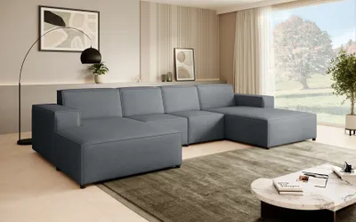 Produktbild von Ecksofa PEDRO U, breite Ottomane, Farbe: Dunkelgrau (Velo636)