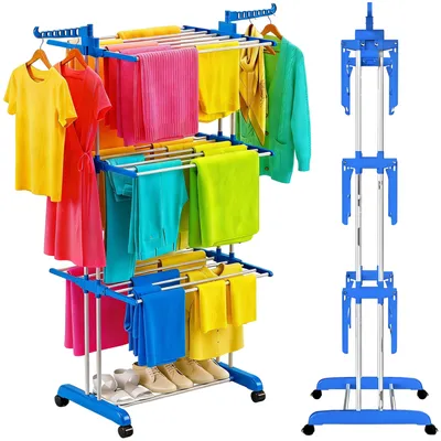 Obrázok produktu pre Sušiak na bielizeň XXL 170 cm s kolieskami Krídlový sušiak na bielizeň Veža na pranie Pevný teleskopický sušiak na bielizeň Kôň na bielizeň Retoo