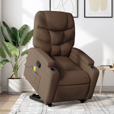 Image de Fauteuil de massage avec releveur Marron Tissu