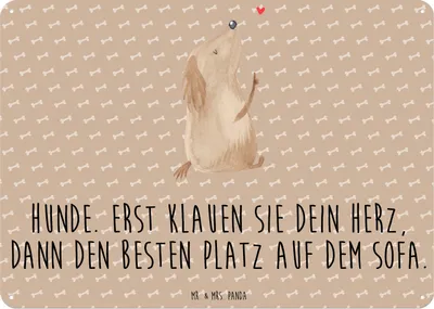 Produktbild von Mr. & Mrs. Panda tafel Hund Liebe DIN A6 - Hundeglück - Geschenk, wandtafel, Türschild, Schild, Hunde, Herz, Sprüche, Wandbild, Blechschild