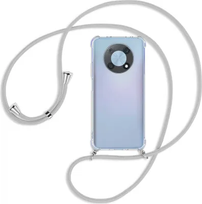 Produktbild von Handykette Backcover-Schutzhülle mit Band (Metall silberfarben) für Huawei nova Y90 4G (6.7'') - silbergrau