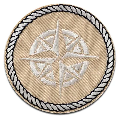 Produktbild von Kompass beige - Aufnäher, Bügelbild, Aufbügler, Applikationen, Patches, Flicken, zum aufbügeln, Größe: 5,5 x 5,5 cm